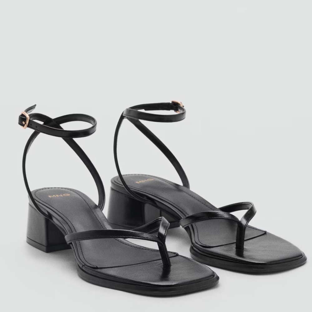 Mango Black Strappy Heeled Sandal